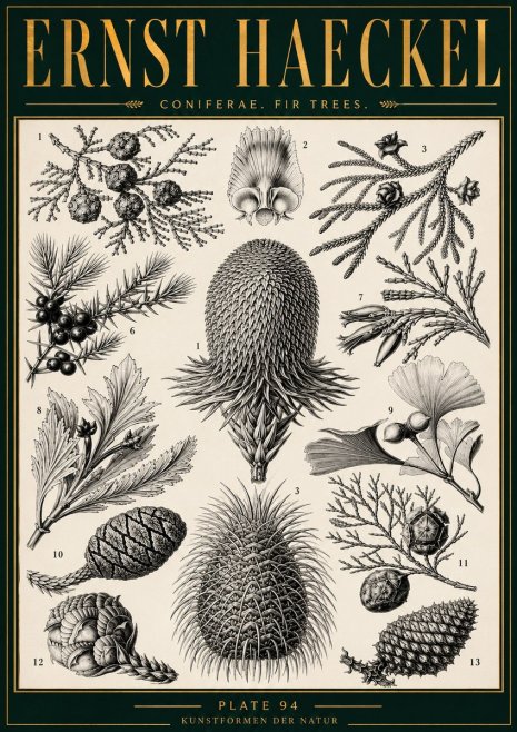 Ernst Haeckel Coniferae. Fir Trees. No4 - Affiche