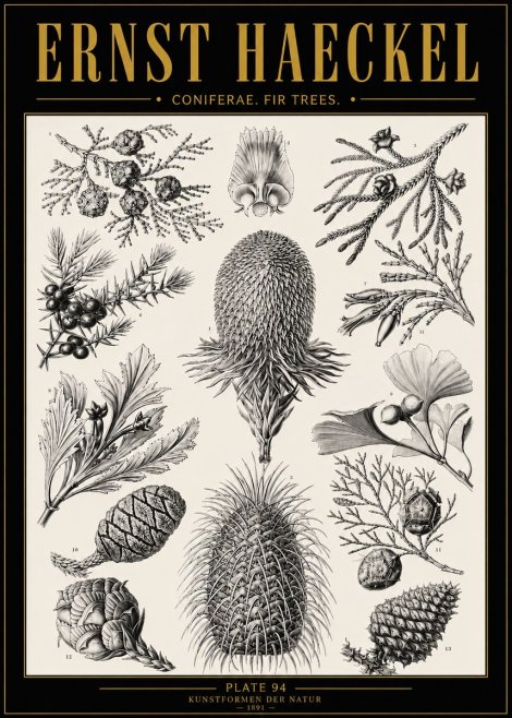 Ernst Haeckel Coniferae. Fir Trees. No5 - Affiche