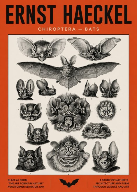 Ernst Haeckel Chiroptera Bats No5 - Affiche
