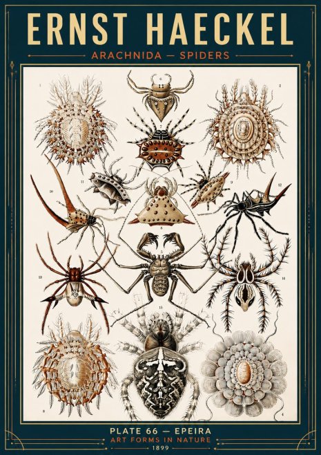 Ernst Haeckel Arachnida — Spiders No6 - Affiche