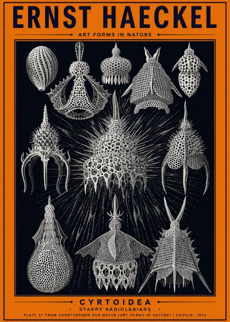 Ernst Haeckel Cyrtoidea - Starry Radiolarians No2 - Affiche