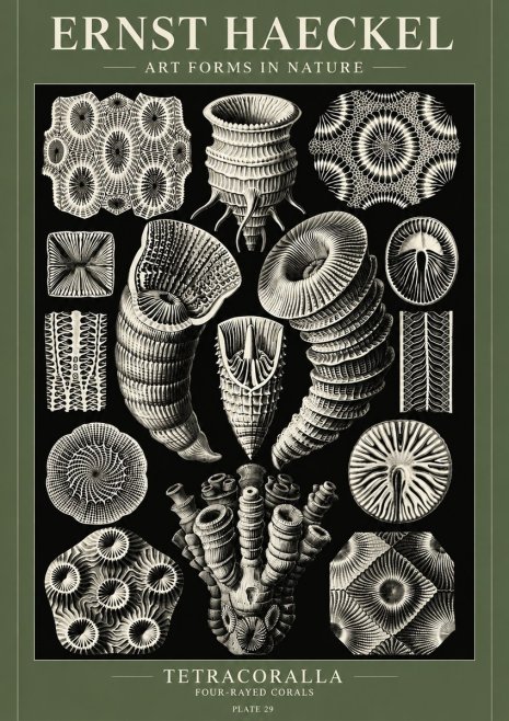 Ernst Haeckel Tetracoralla - Four-rayed Corals No6 - Affiche