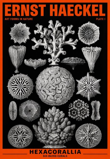 Ernst Haeckel Hexacoralla – Six-rayed Corals No6 - Affiche