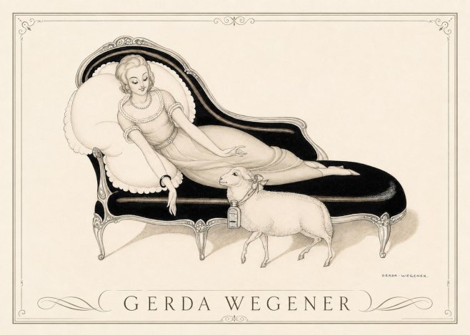 Gerda Wegener Lady with Lamb No3 - Affiche