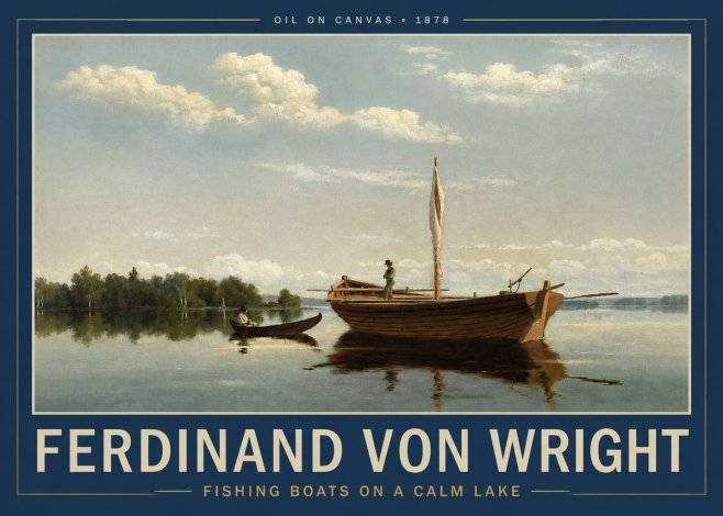 Ferdinand von Wright Fishing Boats on a Calm Lake. 1878. No2 - Affiche