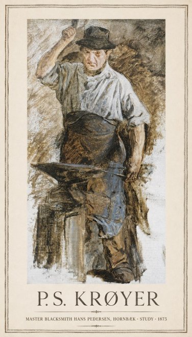 P.S. Krøyer Master Blacksmith Hans Pedersen, Hornbaek · Study · 1873 No1 - Affiche