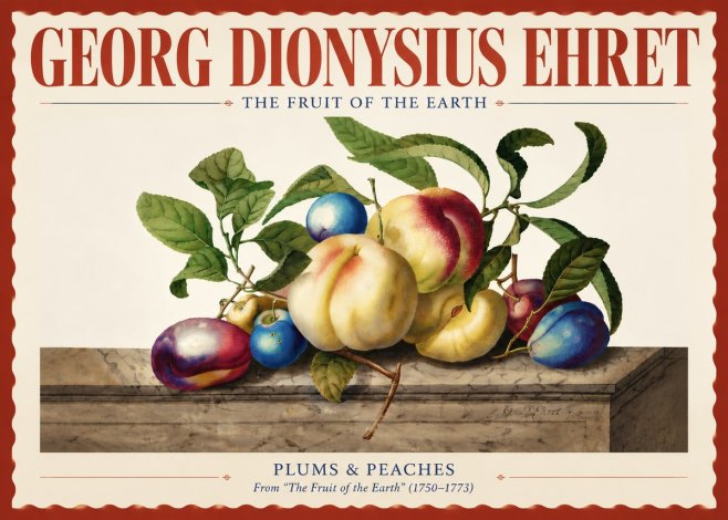Georg Dionysius Ehret Plums & Peaches No4 - Affiche