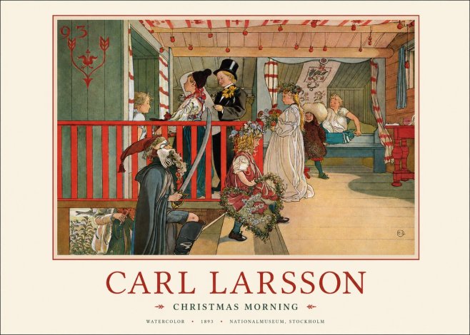 Carl Larsson Children Bringing Flowers No3 - Affiche