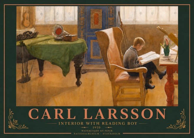 Carl Larsson Interior with Reading Boy No5 - Affiche