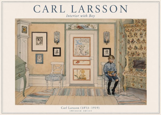 Carl Larsson Interior with Boy No1 - Affiche
