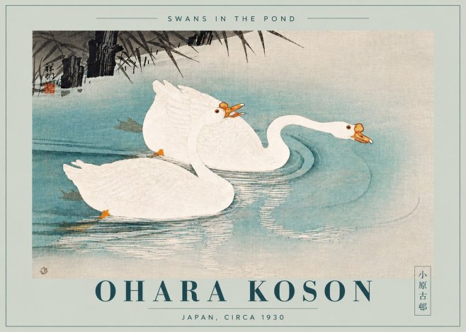 Ohara Koson Two Swans No6 - Affiche