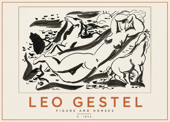 Leo Gestel Figure and Horses No2 - Affiche