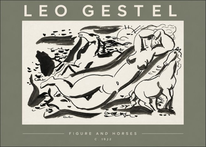 Leo Gestel Figure and Horses No3 - Affiche
