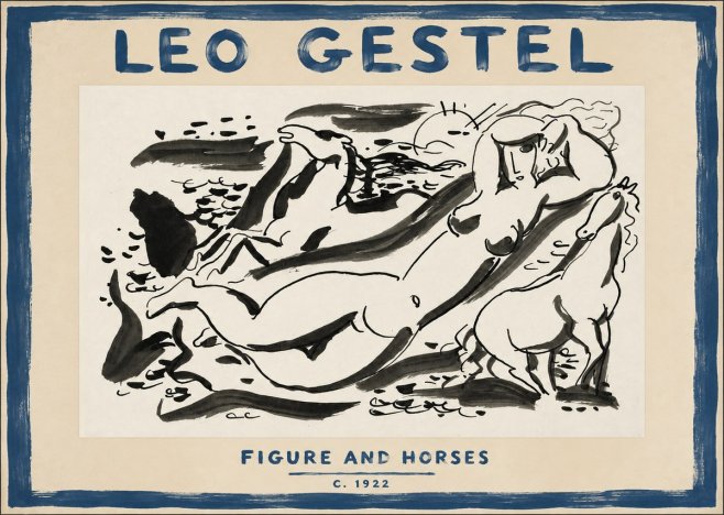 Leo Gestel Figure and Horses No5 - Affiche