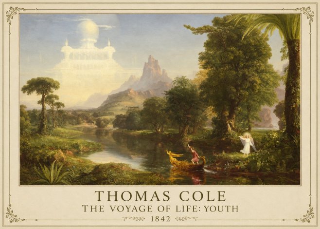 Thomas Cole The Voyage of Life: Youth I No1 - Affiche