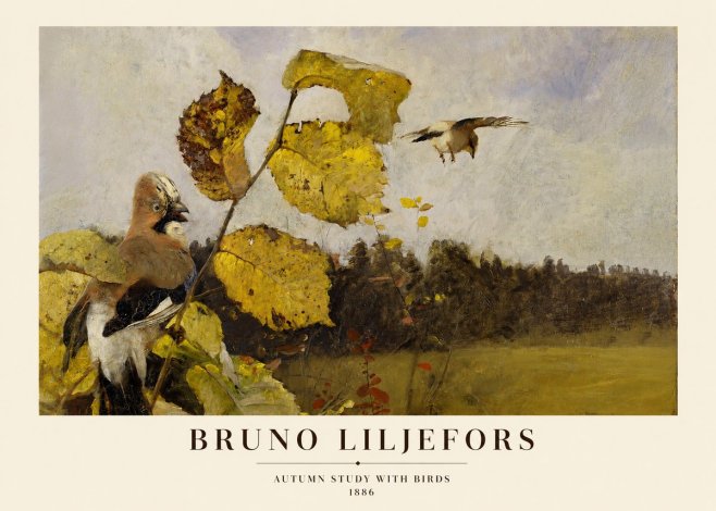 Bruno Liljefors Autumn Study with Birds No1 - Affiche