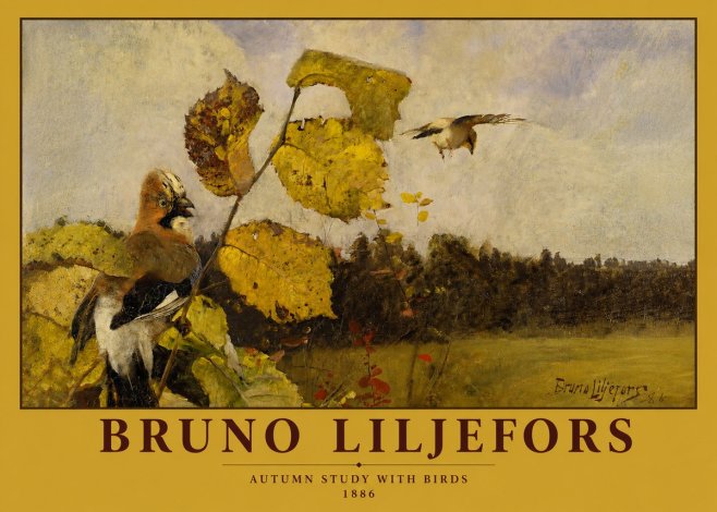 Bruno Liljefors Autumn Study with Birds No2 - Affiche