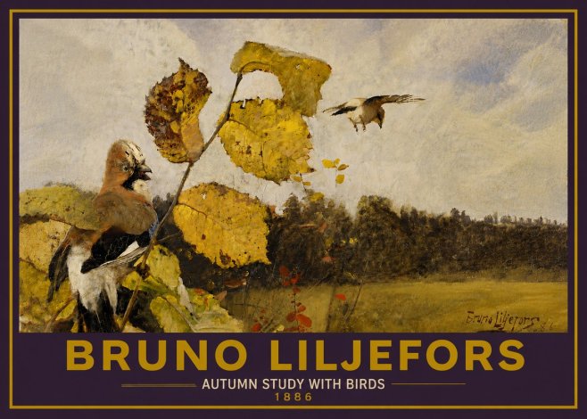 Bruno Liljefors Autumn Study with Birds No5 - Affiche