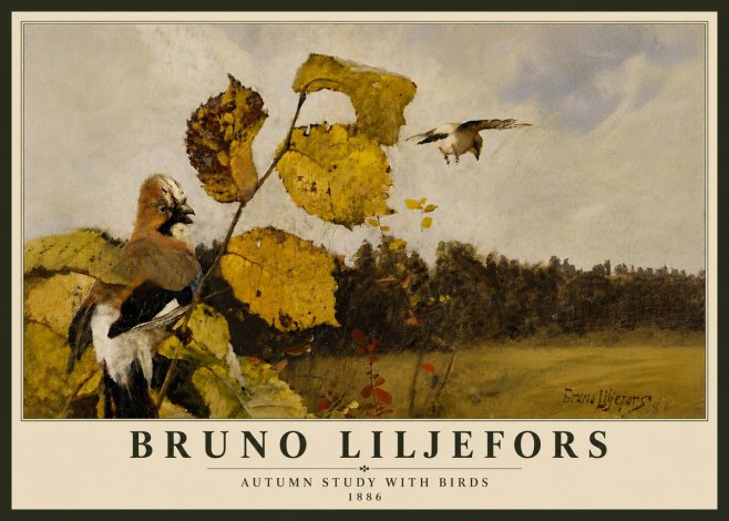 Bruno Liljefors Autumn Study with Birds No6 - Affiche