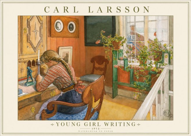 Carl Larsson Young Girl Writing No1 - Affiche