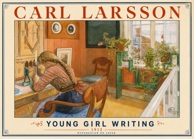 Carl Larsson Young Girl Writing No4 - Affiche