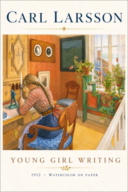 Carl Larsson Young Girl Writing No5 - Affiche