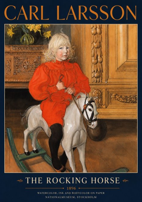 Carl Larsson The Rocking Horse No5 - Affiche