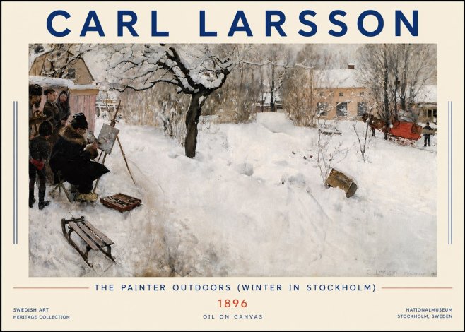 Carl Larsson The Painter Outdoors (Winter in Stockholm) No4 - Affiche