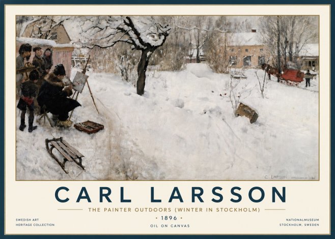 Carl Larsson The Painter Outdoors (Winter in Stockholm) No6 - Affiche