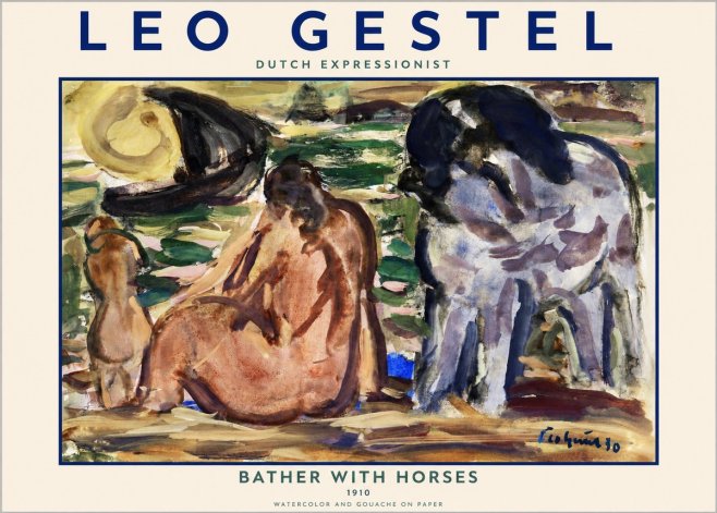 Leo Gestel Bather with Horses No2 - Affiche