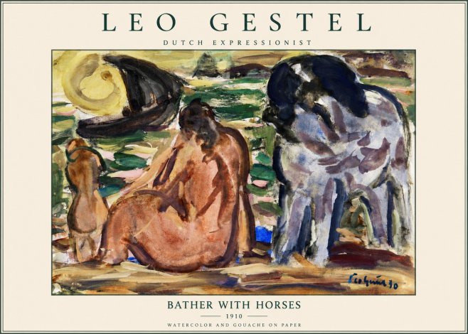 Leo Gestel Bather with Horses No3 - Affiche