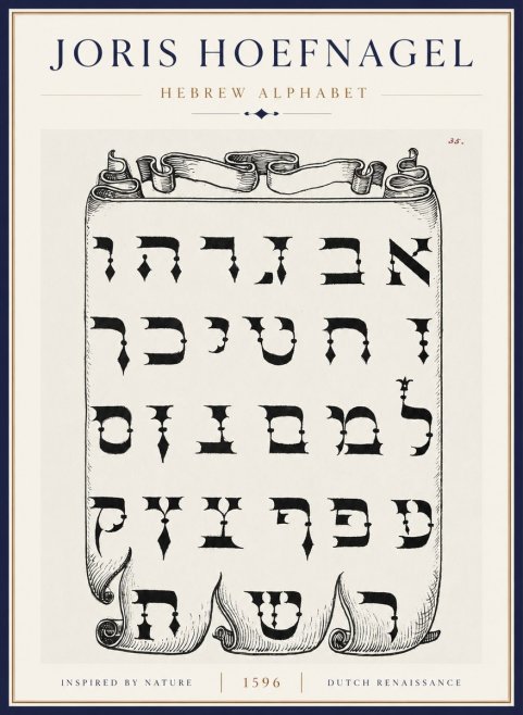 Joris Hoefnagel Hebrew Alphabet No5 - Affiche