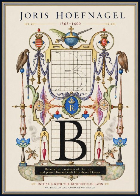 Joris Hoefnagel Initial B with the Benedictus in Latin No1 - Affiche