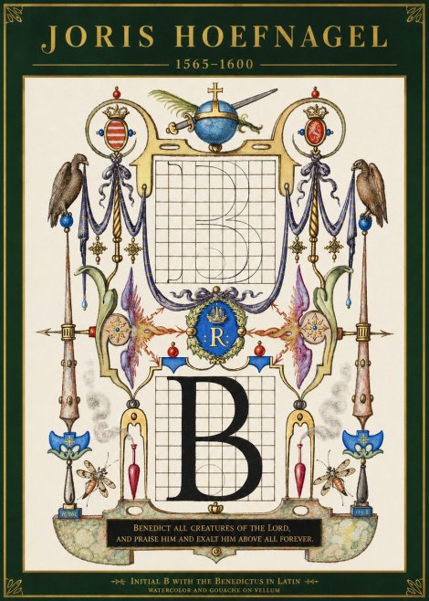 Joris Hoefnagel Initial B with the Benedictus in Latin No3 - Affiche