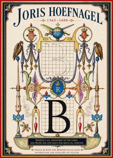 Joris Hoefnagel Initial B with the Benedictus in Latin No4 - Affiche