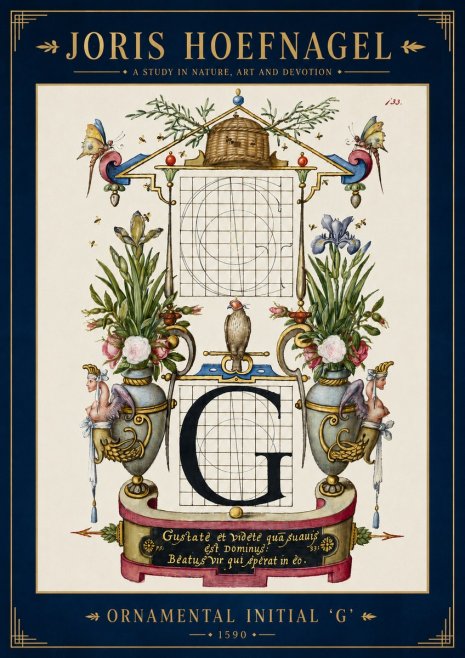 Joris Hoefnagel Ornamental Initial 'G' No3 - Affiche