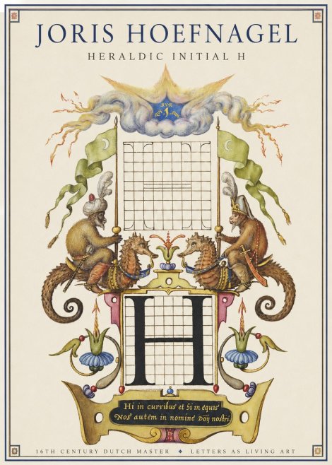 Joris Hoefnagel Heraldic Initial H No1 - Affiche