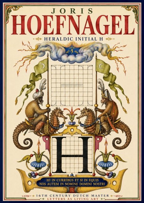 Joris Hoefnagel Heraldic Initial H No5 - Affiche