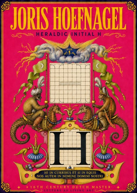 Joris Hoefnagel Heraldic Initial H No6 - Affiche