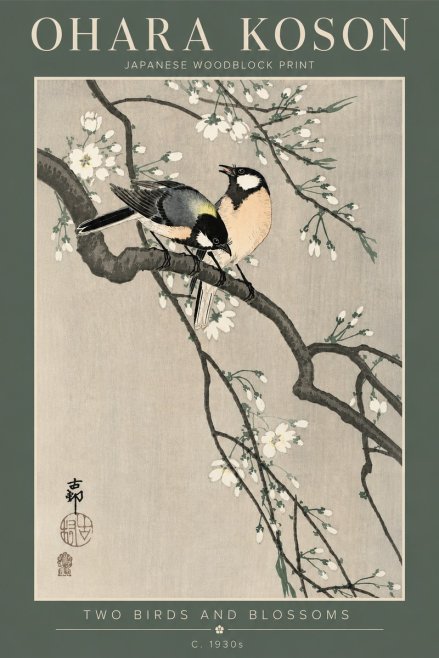 Ohara Koson Two Birds and Blossoms I No4 - Affiche