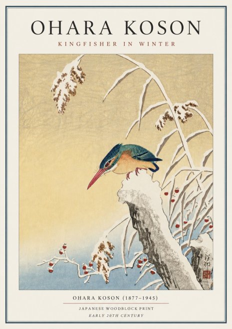 Ohara Koson Kingfisher in Winter I No3 - Affiche