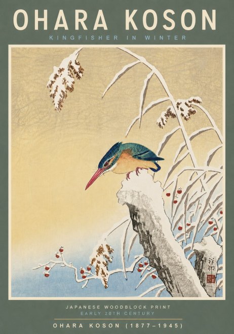 Ohara Koson Kingfisher in Winter I No6 - Affiche