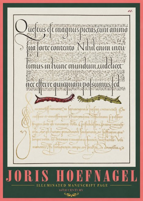 Joris Hoefnagel Illuminated Manuscript Page I No2 - Affiche