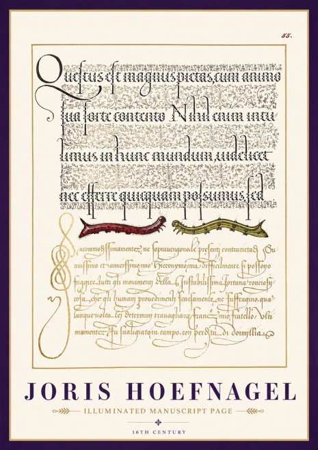 Joris Hoefnagel Illuminated Manuscript Page I No3 - Affiche