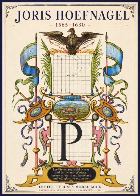 Joris Hoefnagel Letter P from a Model Book No3 - Affiche