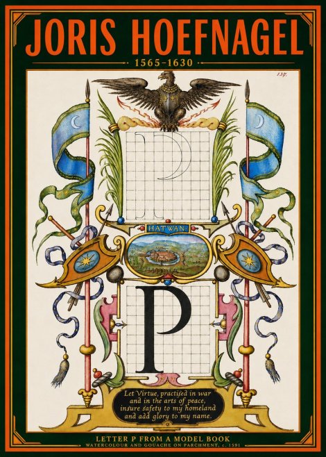 Joris Hoefnagel Letter P from a Model Book No4 - Affiche