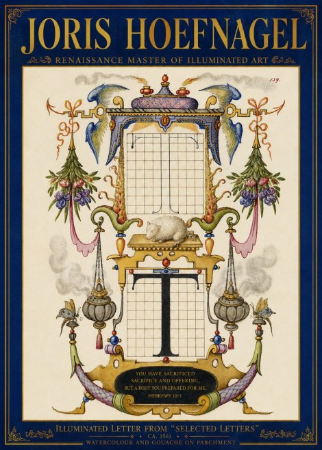 Joris Hoefnagel Letter T with Biblical Verse No5 - Affiche