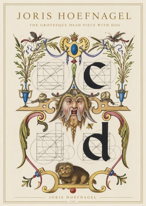 Joris Hoefnagel The Grotesque Head Piece with Dog No1 - Affiche