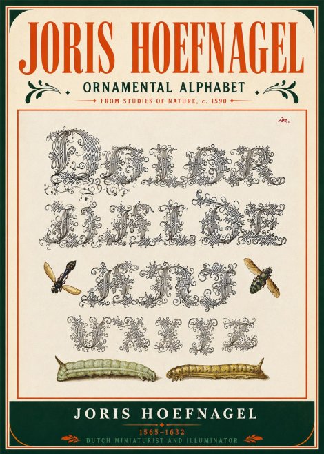 Joris Hoefnagel Ornamental Alphabet from Studies of Nature No5 - Affiche