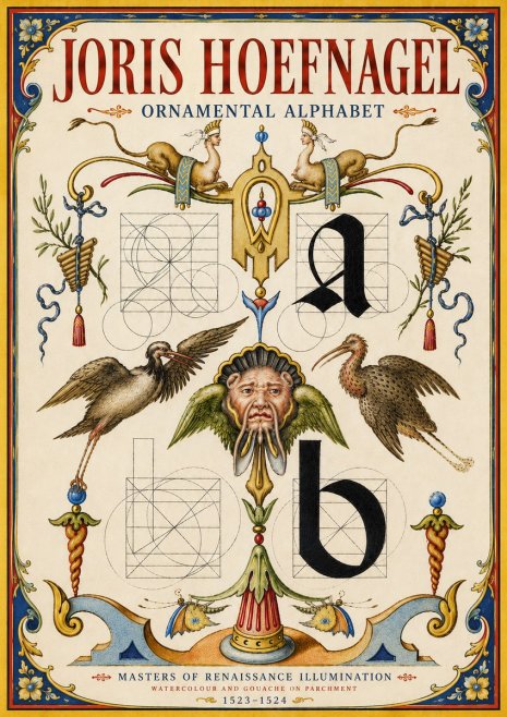 Joris Hoefnagel Ornamental Alphabet No6 - Affiche
